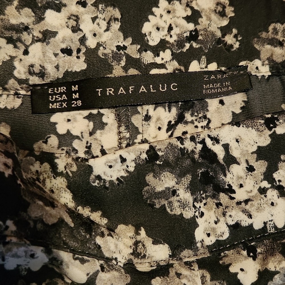 Zara Trafaluc Grey Floral Joggers w Pockets Size M - Picture 6 of 8